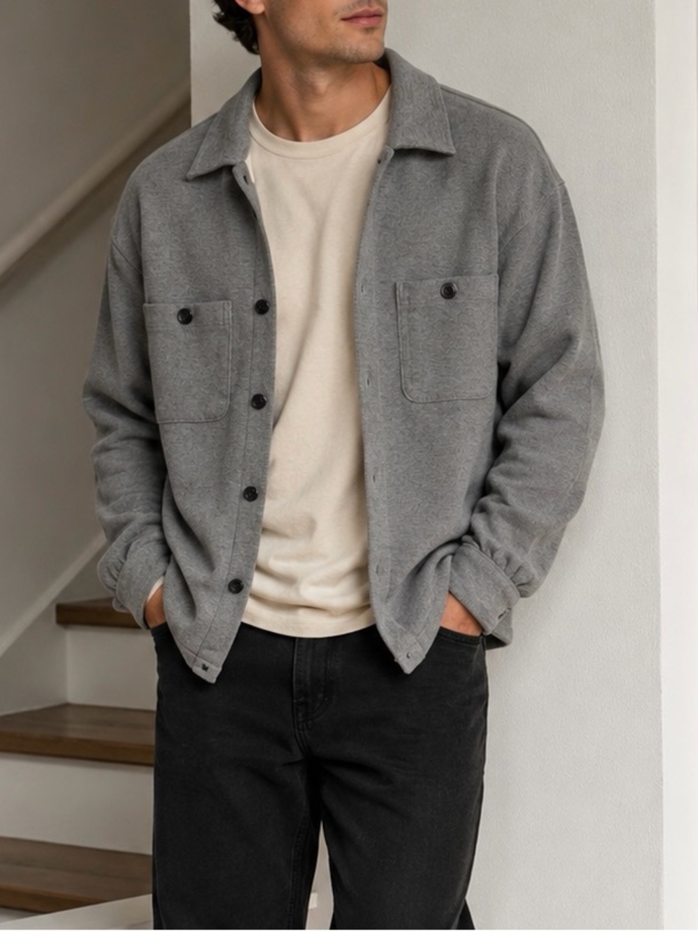 Madewell Men's Gray Button-Front Shacket